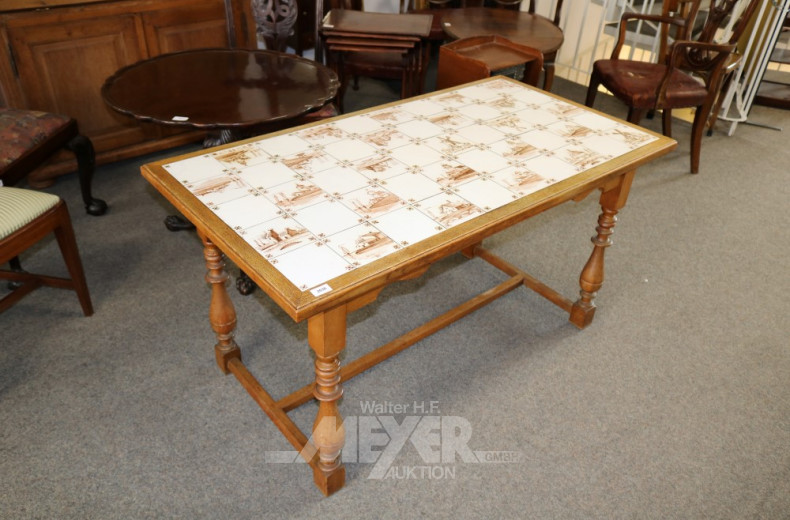 Esstisch, Eiche, mit Kacheln