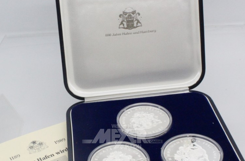 3 Silbermedaillen, Feinsilber,