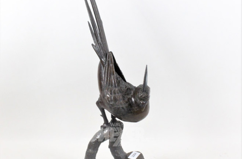 asiat. Bronze-Räucherfigur, Fasan,