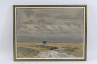 kl. Gemälde, ''Boot am Strand''
