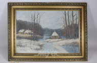 Gemälde, ''winterl. Dorfansicht''