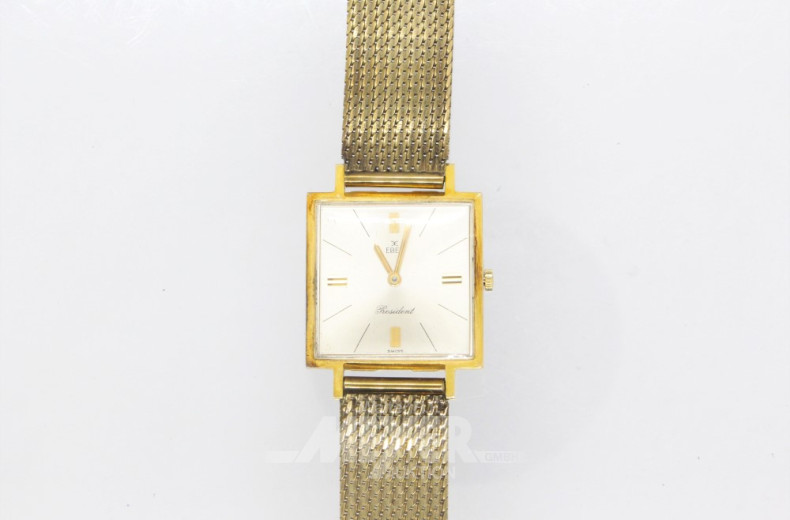 Armbanduhr mit Armband, 333er GG,