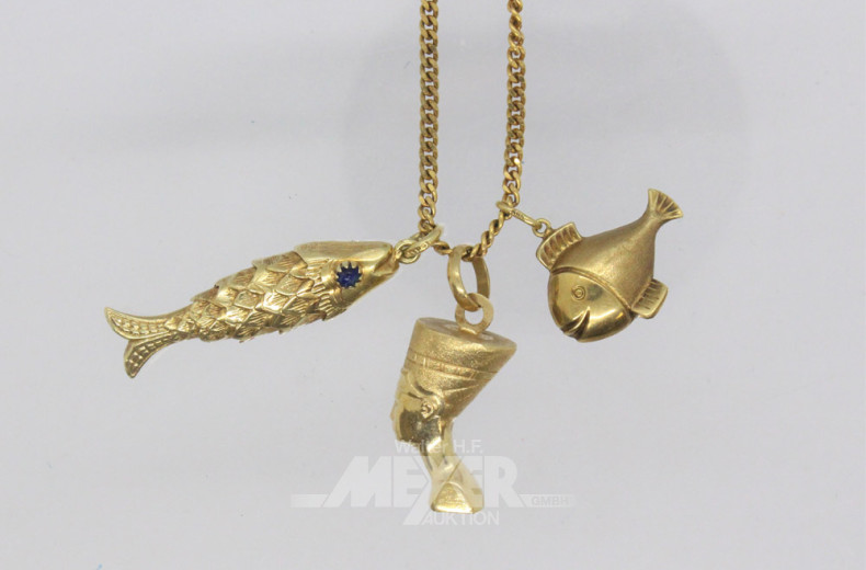 Kette, 333er GG mit 3 Anhängern,