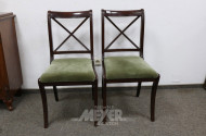 2 Stühle, Mahagoni, Bezug Velours grün,