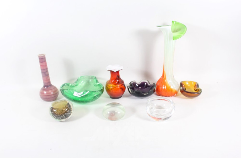 5 Glas-Aschenbecher im Muranostil