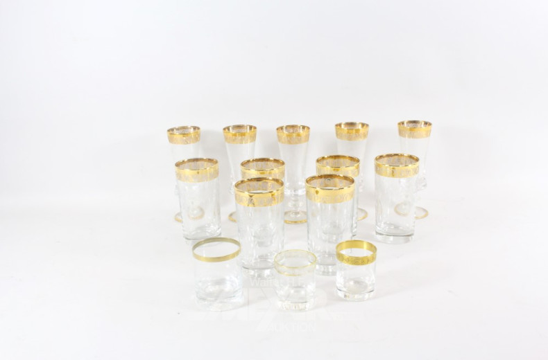 Konvolut Gläser, mit goldf. Rand: