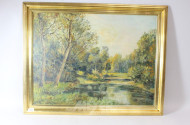 Gemälde ''Flusslauf im Wald''