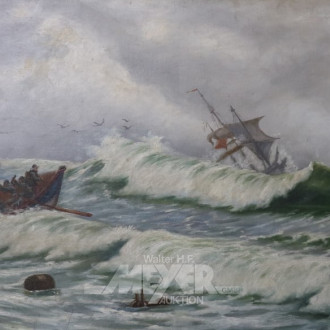 Gemälde ''Schiffbrüchige in rauer See''