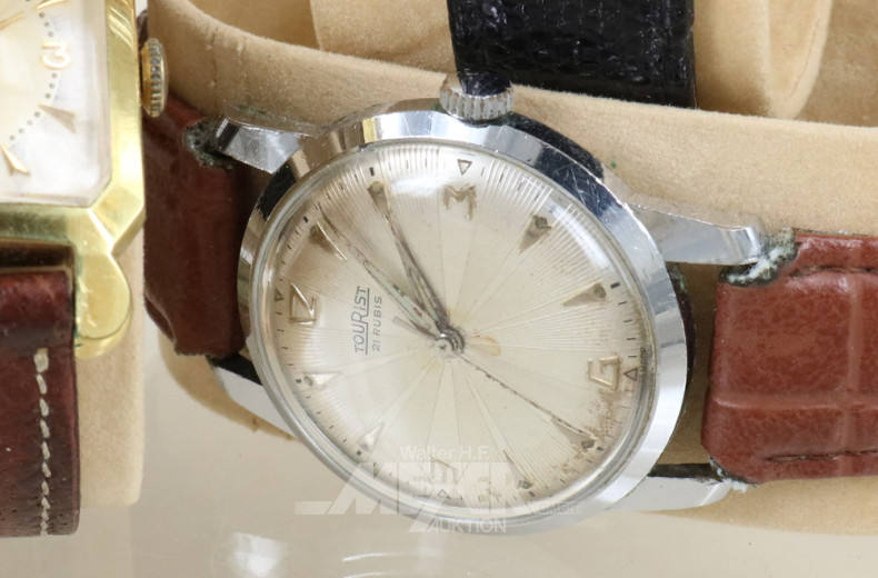 Schmuckbox mit 5 Armbanduhren, Vintage