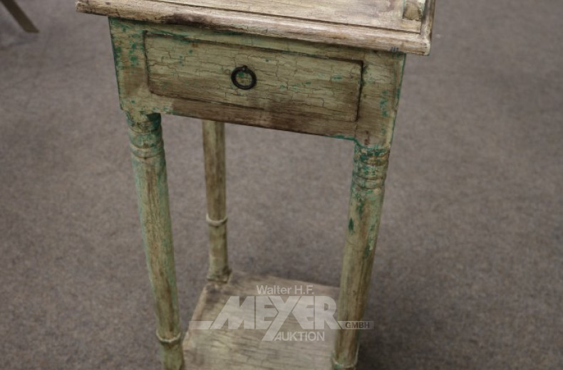 Säulentisch, Shabby Chic, farbig gefasst