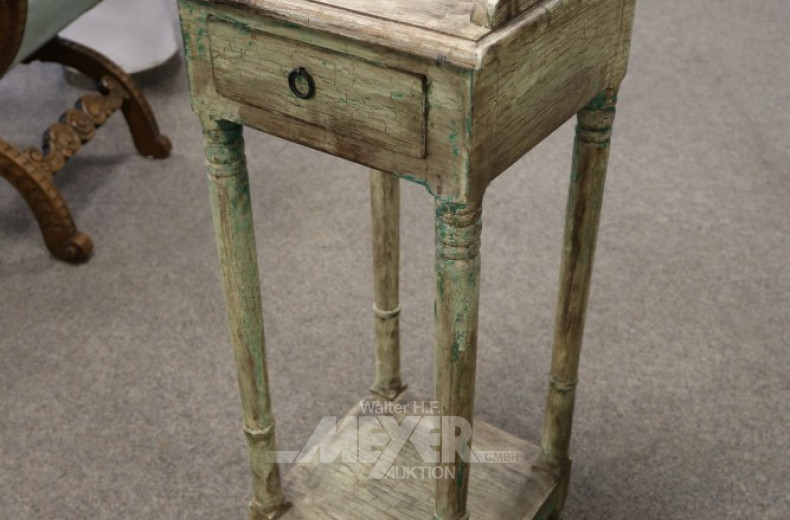 Säulentisch, Shabby Chic, farbig gefasst