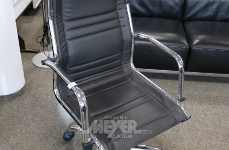 Büro-Armlehnen-Drehstuhl, verchromt,