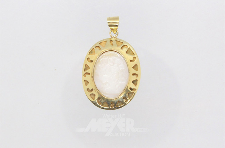 ovaler Anhänger, 585er GG-Fassung mit