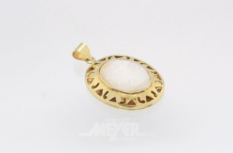 ovaler Anhänger, 585er GG-Fassung mit