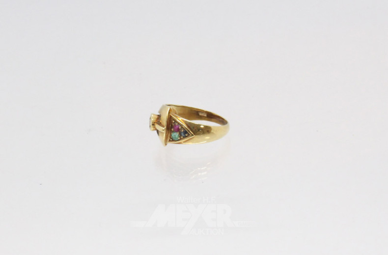 Damenring, 585er GG, besetzt mit