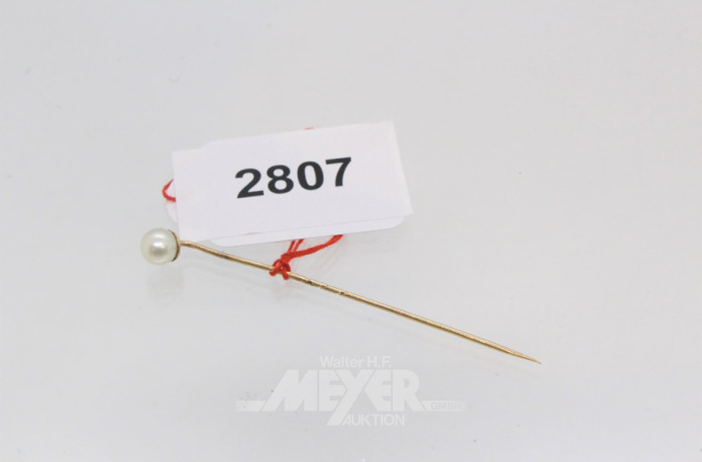 Krawattennadel, 585er GG, mit Perle