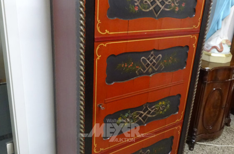 Wäsche-Garderobenschrank, Blumenmalerei