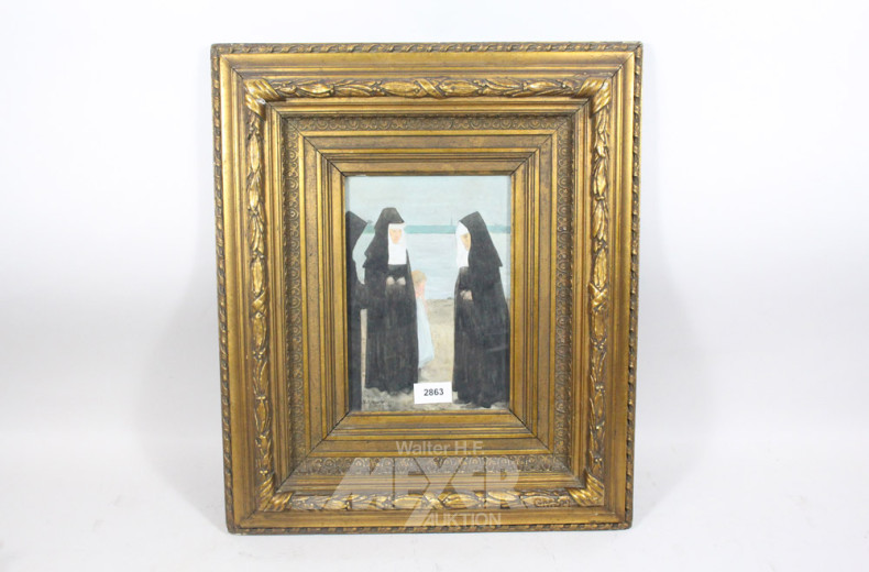 Aquarell ''Nonnen am Strand'',