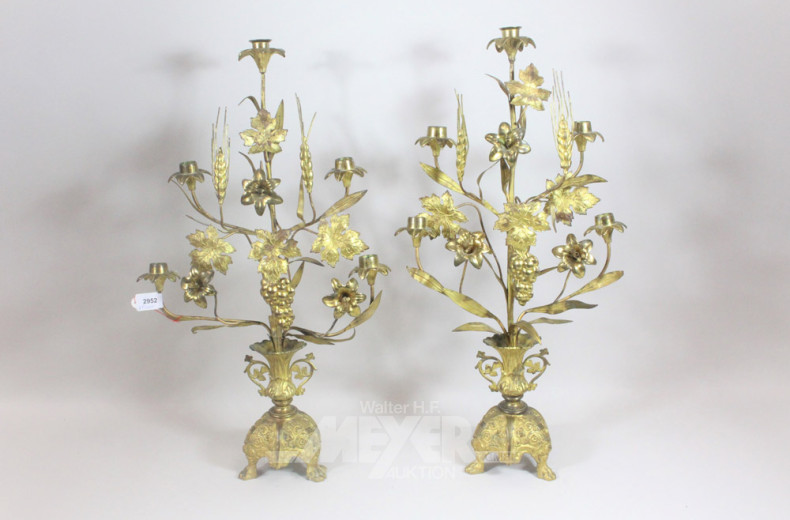 altes Kerzenleuchter-Paar, 5-flammig,