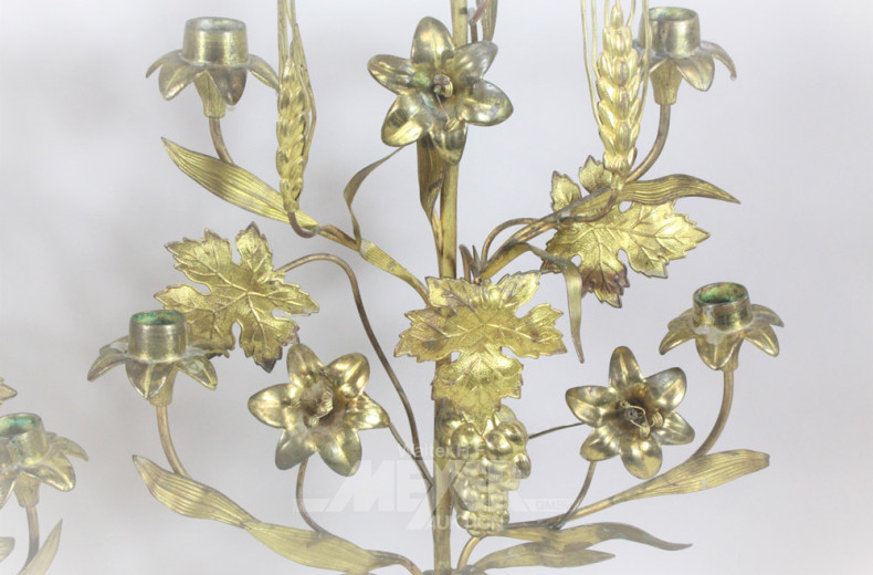 altes Kerzenleuchter-Paar, 5-flammig,