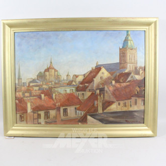 Gemälde ''Stadtansicht mit Kirchtürmen''