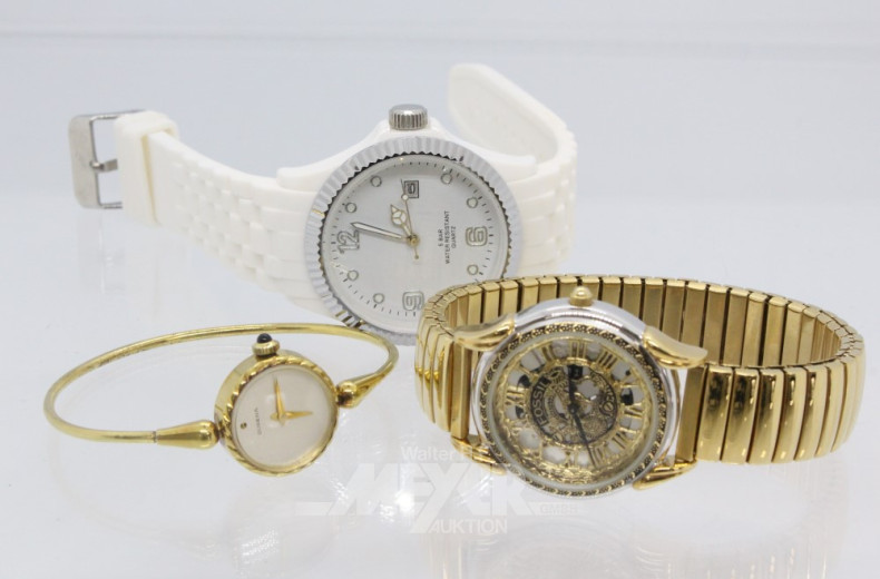 6 Herrenarmbanduhren, u.a. DKNY, DUGENA,