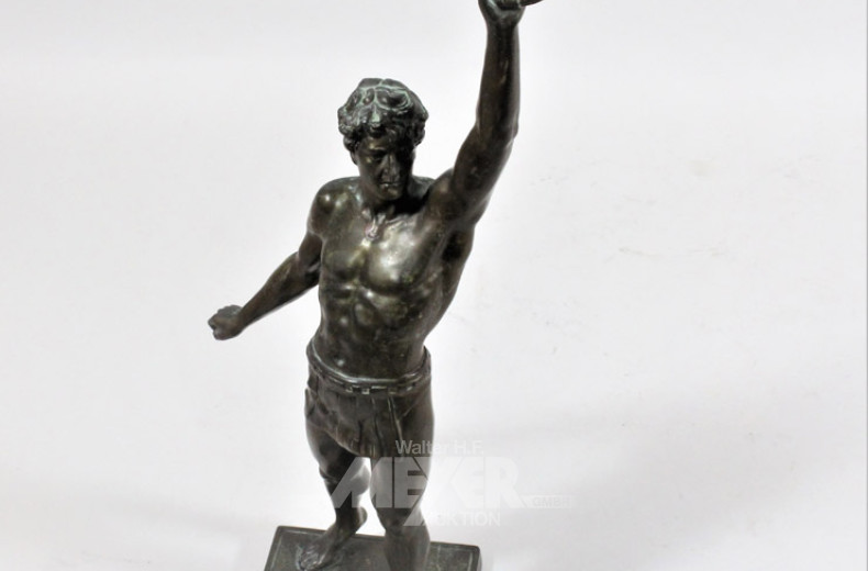 Metallfigur ''Athlet mit Lorbeerkranz'',