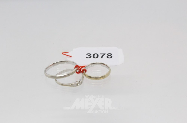 3 Ringe, 585er WG/GG, zus. ca. 7 g