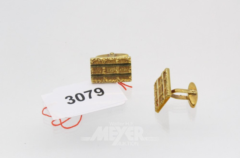 Paar Manschettenknöpfe, 585er GG,