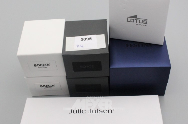 7 div. Armbanduhren, u.a. BOCCIA.