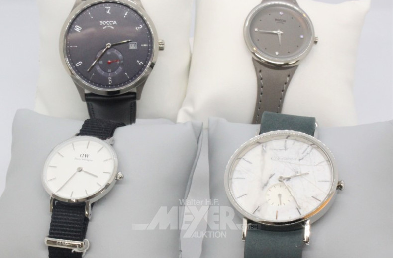 7 div. Armbanduhren, u.a. BOCCIA.