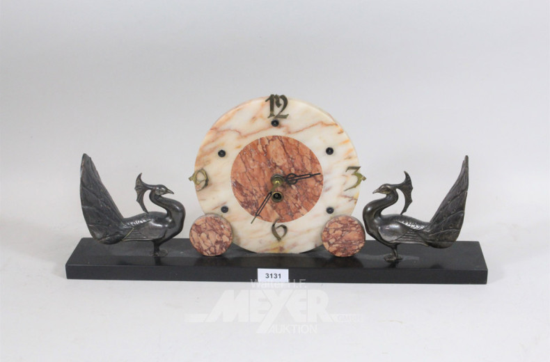 figurale Kaminuhr ''Pfau'',