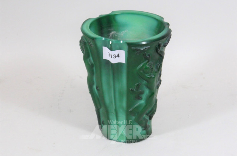 figürliche Glasvase, grün,