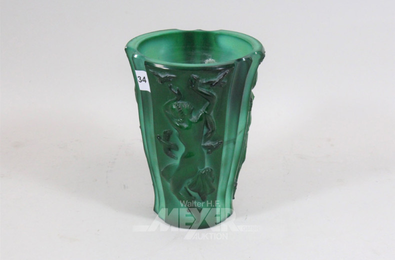 figürliche Glasvase, grün,