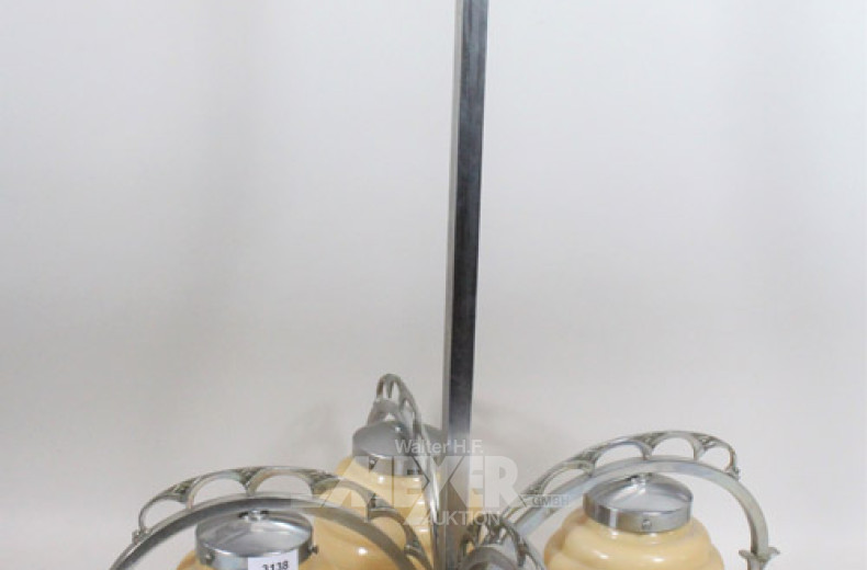 Hängelampe, 4-flammig, Glasschirm