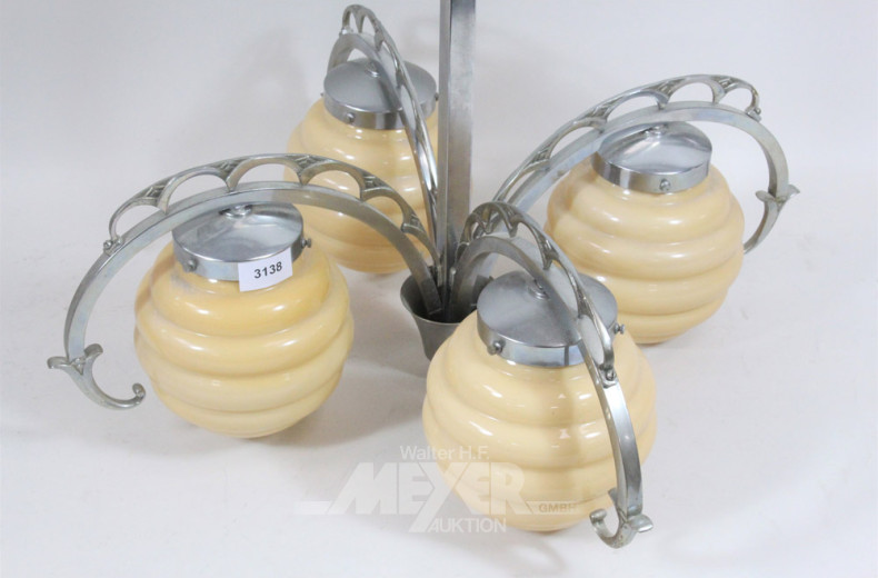 Hängelampe, 4-flammig, Glasschirm