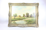 Gemälde ''Dorfszene bei der Ernte''