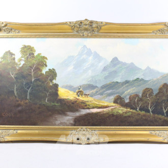 Gemälde ''Getreideernte im Gebirge''
