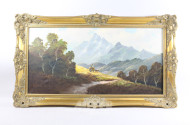 Gemälde ''Getreideernte im Gebirge''