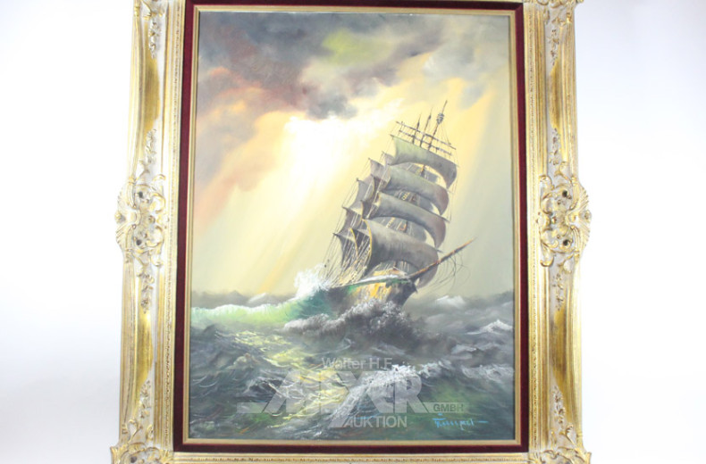 Gemälde ''Großsegler auf stürmischer See''