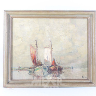Gemälde ''Segelboote vor Küste''