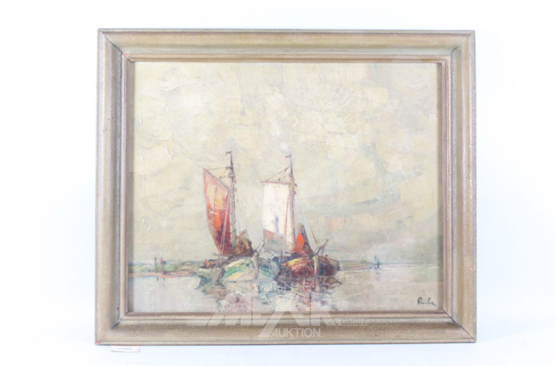 Gemälde ''Segelboote vor Küste''