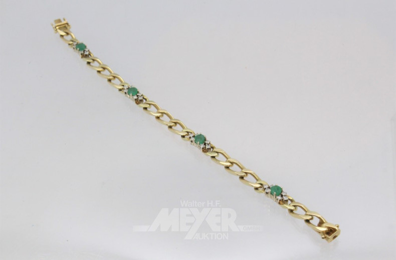 Panzerarmband, 585er GG, besetzt mit