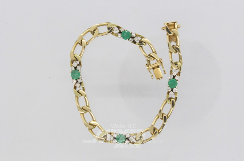 Panzerarmband, 585er GG, besetzt mit