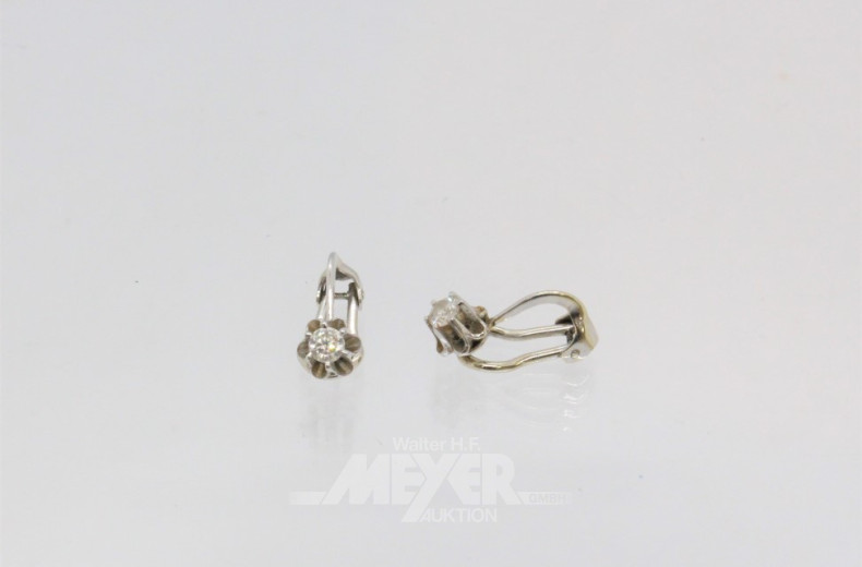 Paar Ohrclips, 585er WG, besetzt mit