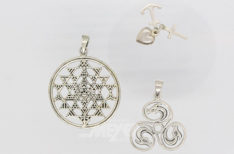 3 Ketten-Anhänger Silber