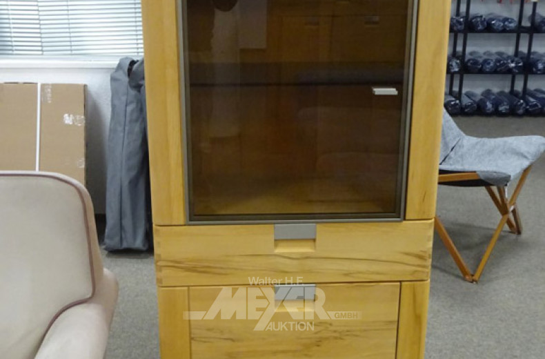 Vitrinen-Schrank, Buche Stabholz massiv,