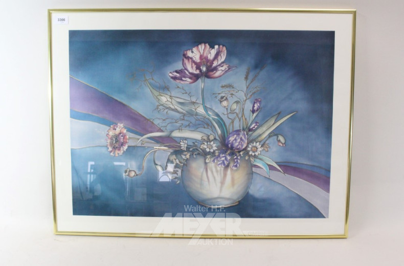 3 versch. Grafiken ''Blumenstillleben''