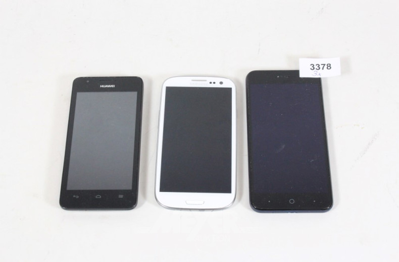 3 Mobiltelefone: SAMSUNG, ZTE, HUAWEI