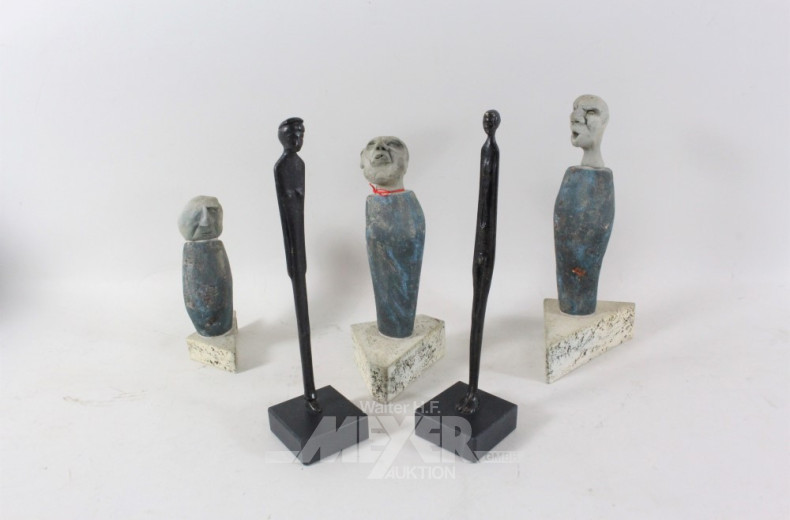 3 Steinfiguren ''Grimmige Männer''